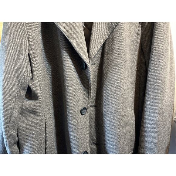 Calvin Klein Overcoat Men’s L Gray Wool Blend 3 Button Jacket Quilt Lined EUC - Picture 5 of 13